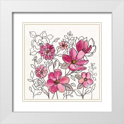 Magenta Flower Lace II White Modern Wood Framed Art Print with Double Matting by Vassileva, Silvia