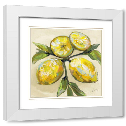 Lemons on Cream White Modern Wood Framed Art Print with Double Matting by Vertentes, Jeanette