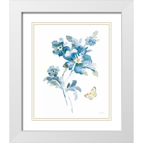 Blues of Summer I Gilded White Modern Wood Framed Art Print with Double Matting by Nai, Danhui