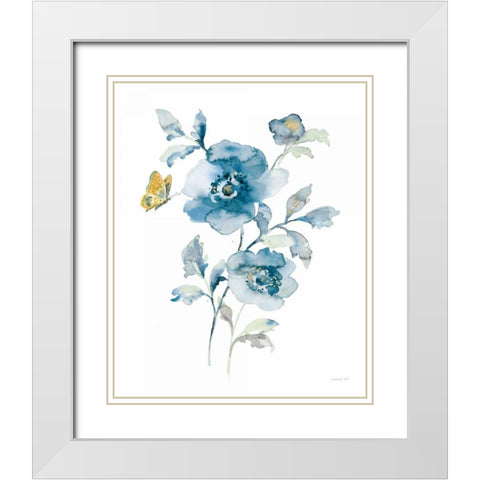 Blues of Summer II Gilded White Modern Wood Framed Art Print with Double Matting by Nai, Danhui