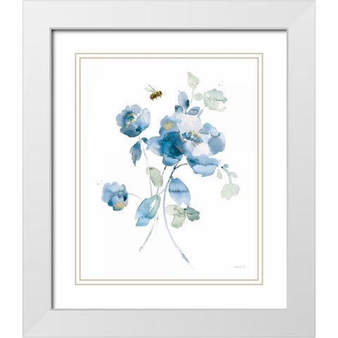 Blues of Summer III Gilded White Modern Wood Framed Art Print with Double Matting by Nai, Danhui