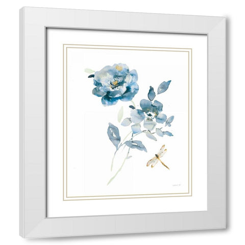Blues of Summer IV Gilded White Modern Wood Framed Art Print with Double Matting by Nai, Danhui