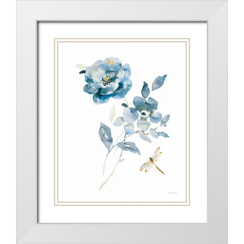 Blues of Summer IV Gilded White Modern Wood Framed Art Print with Double Matting by Nai, Danhui