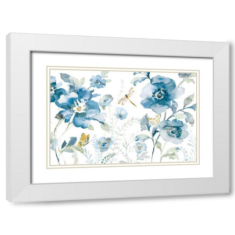 Blues of Summer V White Modern Wood Framed Art Print with Double Matting by Nai, Danhui