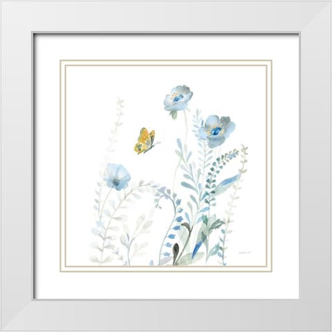 Blues of Summer VI White Modern Wood Framed Art Print with Double Matting by Nai, Danhui