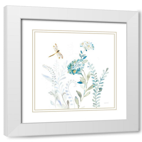 Blues of Summer VII White Modern Wood Framed Art Print with Double Matting by Nai, Danhui