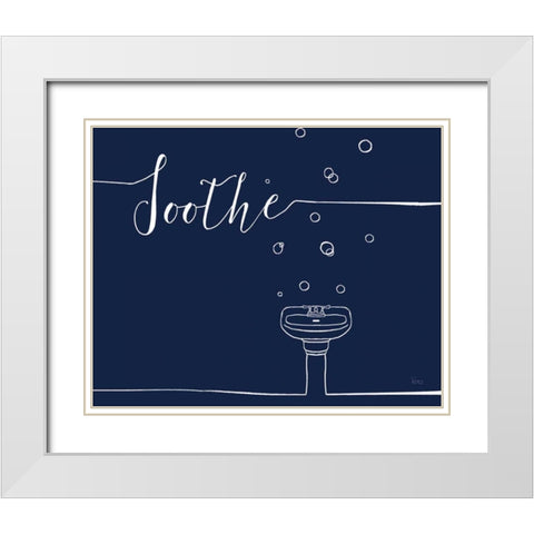 Underlined Bath VII Navy White Modern Wood Framed Art Print with Double Matting by Charron, Veronique