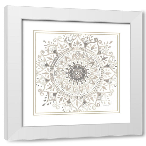 Mandala Delight I Neutral Crop White Modern Wood Framed Art Print with Double Matting by Nai, Danhui