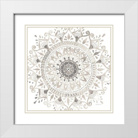 Mandala Delight I Neutral Crop White Modern Wood Framed Art Print with Double Matting by Nai, Danhui