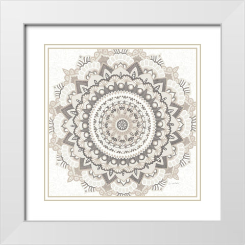 Mandala Dream Neutral Crop White Modern Wood Framed Art Print with Double Matting by Wiens, James