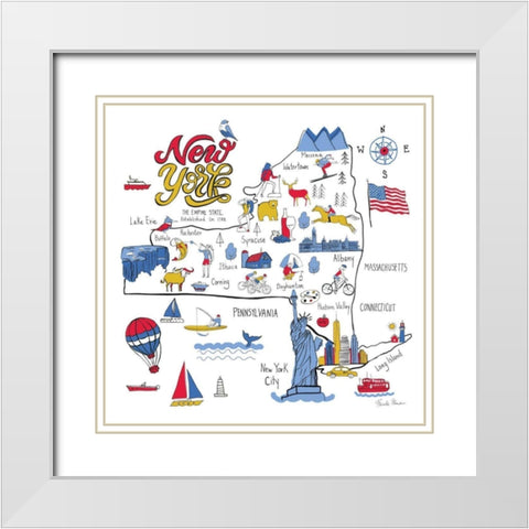 New York State No BP White Modern Wood Framed Art Print with Double Matting by Zaman, Farida