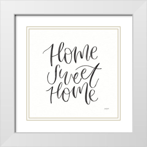 Home Sweet Home I BW White Modern Wood Framed Art Print with Double Matting by Jackson, Jenaya