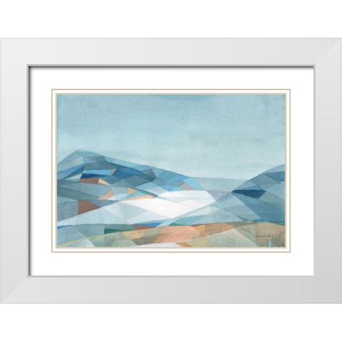 Geometric Mountain White Modern Wood Framed Art Print with Double Matting by Nai, Danhui