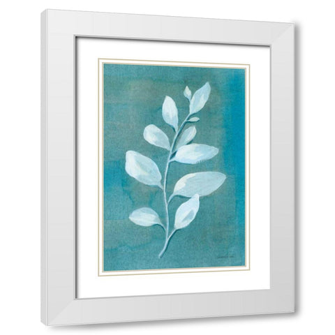 Cool Leaves I White Modern Wood Framed Art Print with Double Matting by Nai, Danhui