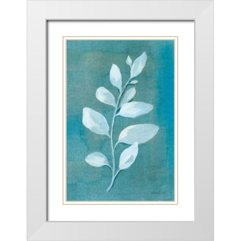 Cool Leaves I White Modern Wood Framed Art Print with Double Matting by Nai, Danhui