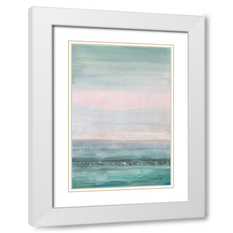 Pastel Seascape White Modern Wood Framed Art Print with Double Matting by Nai, Danhui