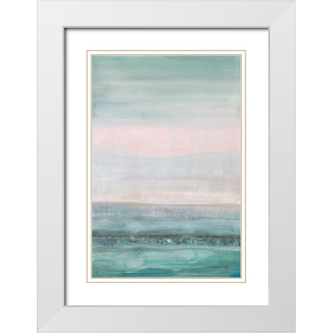 Pastel Seascape White Modern Wood Framed Art Print with Double Matting by Nai, Danhui