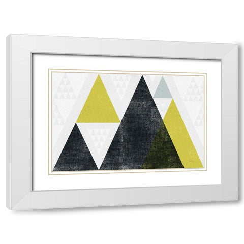 Mod Triangles I Yellow Black White Modern Wood Framed Art Print with Double Matting by Mullan, Michael