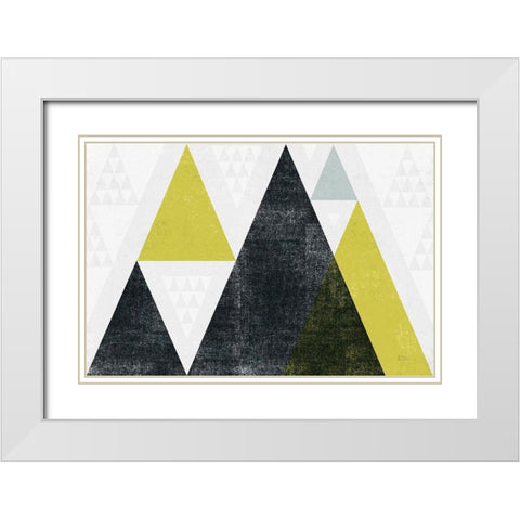 Mod Triangles I Yellow Black White Modern Wood Framed Art Print with Double Matting by Mullan, Michael
