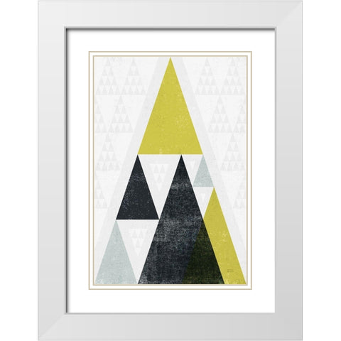 Mod Triangles III Yellow Black White Modern Wood Framed Art Print with Double Matting by Mullan, Michael