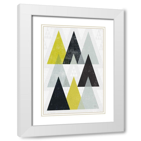 Mod Triangles IV Yellow Black White Modern Wood Framed Art Print with Double Matting by Mullan, Michael