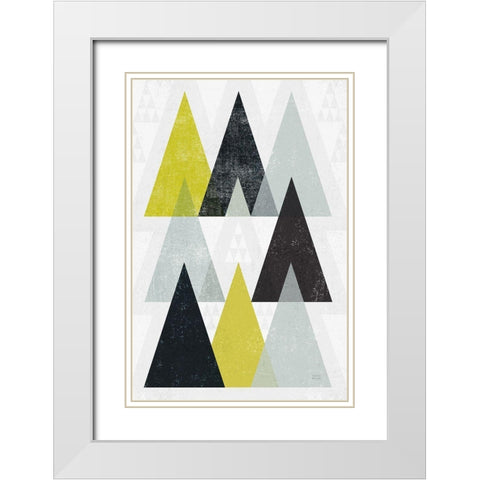 Mod Triangles IV Yellow Black White Modern Wood Framed Art Print with Double Matting by Mullan, Michael