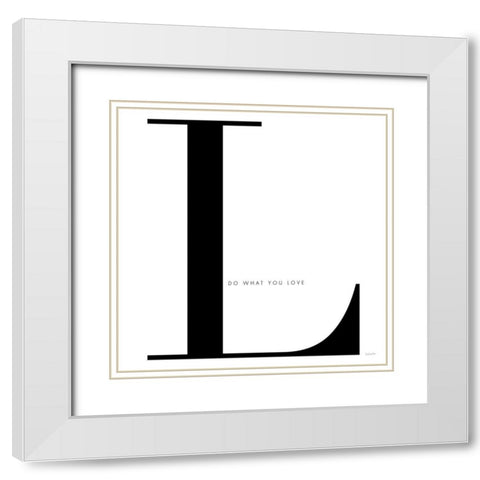 L is for Love on White White Modern Wood Framed Art Print with Double Matting by Charro, Mercedes Lopez