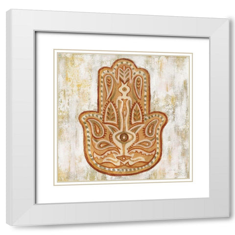 Hamsa White Modern Wood Framed Art Print with Double Matting by Vassileva, Silvia