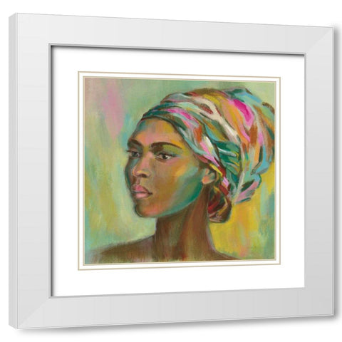 African Woman II White Modern Wood Framed Art Print with Double Matting by Vassileva, Silvia
