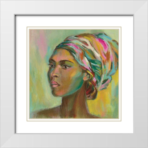 African Woman II White Modern Wood Framed Art Print with Double Matting by Vassileva, Silvia