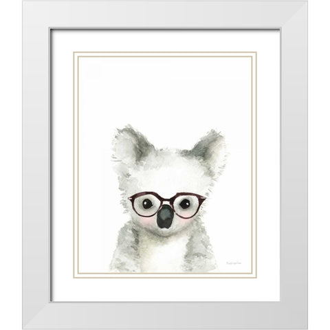 Koala in Glasses White Modern Wood Framed Art Print with Double Matting by Charro, Mercedes Lopez