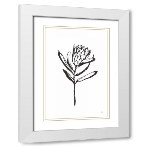 Line Protea I White Modern Wood Framed Art Print with Double Matting by Paschke, Chris