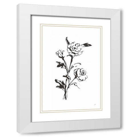 Line Ranunculus II White Modern Wood Framed Art Print with Double Matting by Paschke, Chris