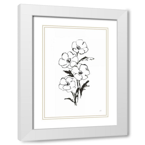 Line Anemone I White Modern Wood Framed Art Print with Double Matting by Paschke, Chris