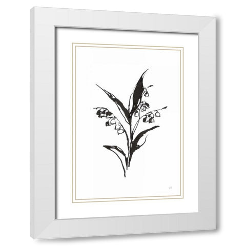 Line Lily of the Valley I White Modern Wood Framed Art Print with Double Matting by Paschke, Chris