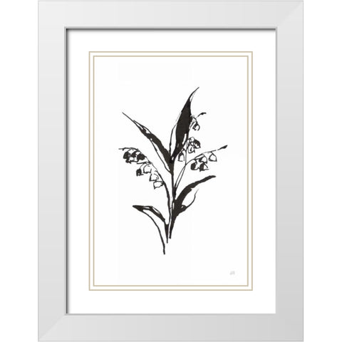 Line Lily of the Valley I White Modern Wood Framed Art Print with Double Matting by Paschke, Chris