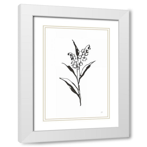 Line Lily of the Valley II White Modern Wood Framed Art Print with Double Matting by Paschke, Chris