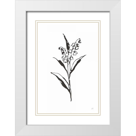 Line Lily of the Valley II White Modern Wood Framed Art Print with Double Matting by Paschke, Chris