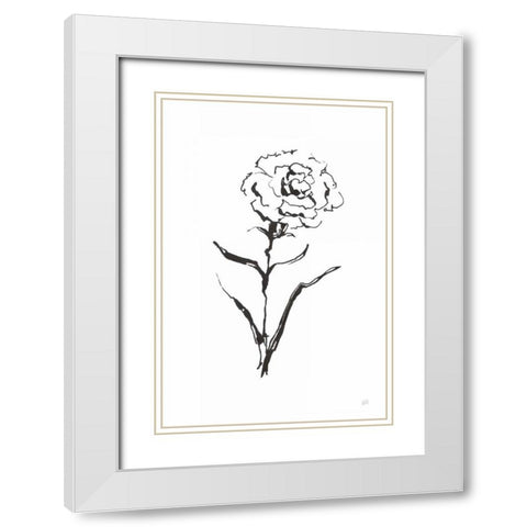 Line Carnation I White Modern Wood Framed Art Print with Double Matting by Paschke, Chris