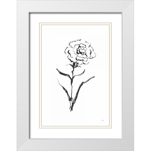 Line Carnation I White Modern Wood Framed Art Print with Double Matting by Paschke, Chris