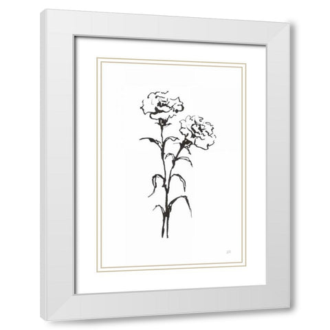 Line Carnation II White Modern Wood Framed Art Print with Double Matting by Paschke, Chris