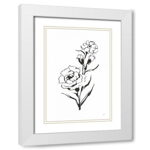 Line Carnation III White Modern Wood Framed Art Print with Double Matting by Paschke, Chris