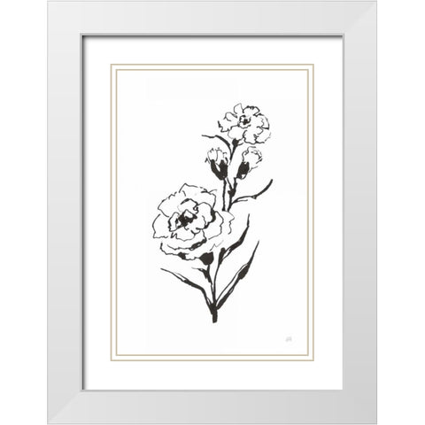 Line Carnation III White Modern Wood Framed Art Print with Double Matting by Paschke, Chris