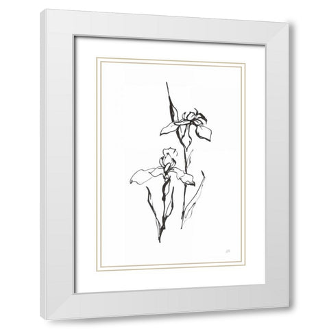 Line Iris II White Modern Wood Framed Art Print with Double Matting by Paschke, Chris