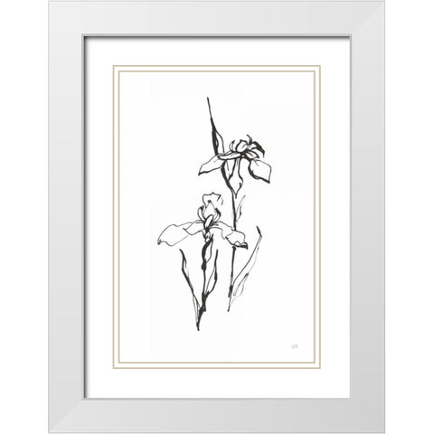 Line Iris II White Modern Wood Framed Art Print with Double Matting by Paschke, Chris