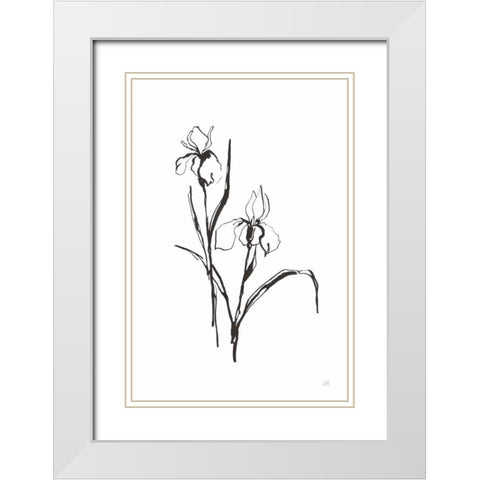 Line Iris III White Modern Wood Framed Art Print with Double Matting by Paschke, Chris