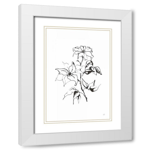 Line Clematis White Modern Wood Framed Art Print with Double Matting by Paschke, Chris