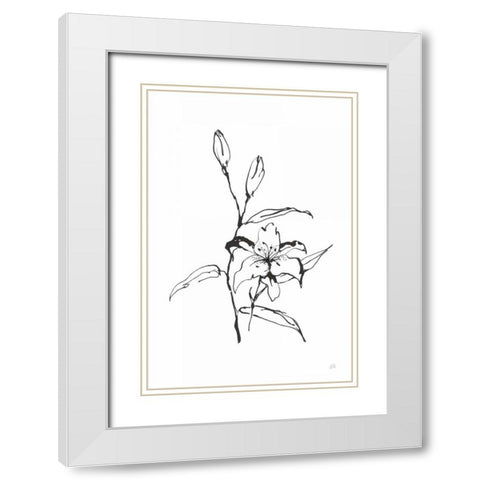 Line Tiger Lily White Modern Wood Framed Art Print with Double Matting by Paschke, Chris