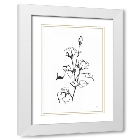 Line Rosebuds White Modern Wood Framed Art Print with Double Matting by Paschke, Chris