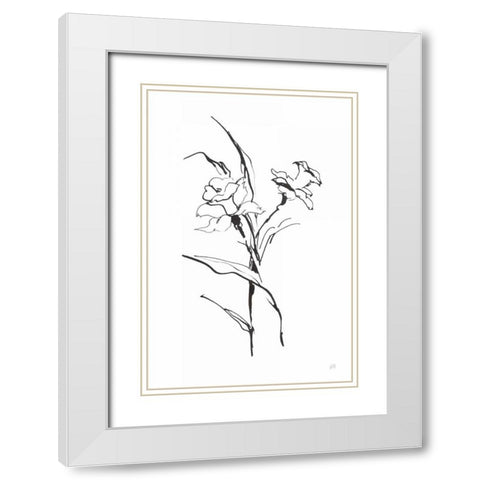 Line Daffodil White Modern Wood Framed Art Print with Double Matting by Paschke, Chris